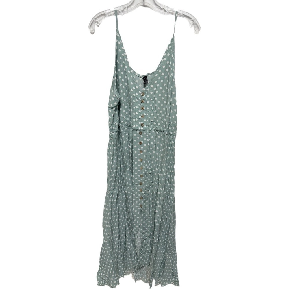 Shein mint green polka dot sundress Cottagecore sleeveless mid length size XL